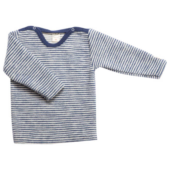 Lilano Kinder Langarmshirt Ringel marine 74 Wollfrottee kbT Plüsch kbT