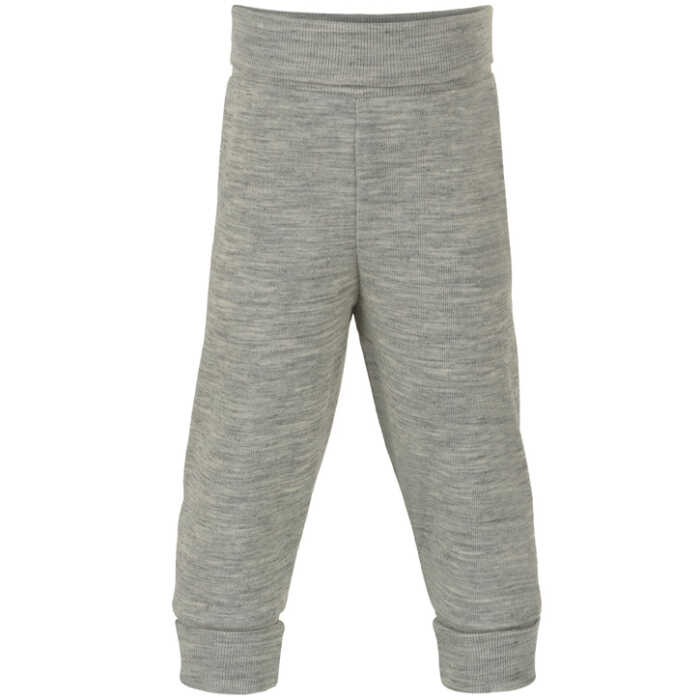 Engel-Baby Hose mit  Nabelbund, hellgrau melange, 50/56, Wolle/Seide