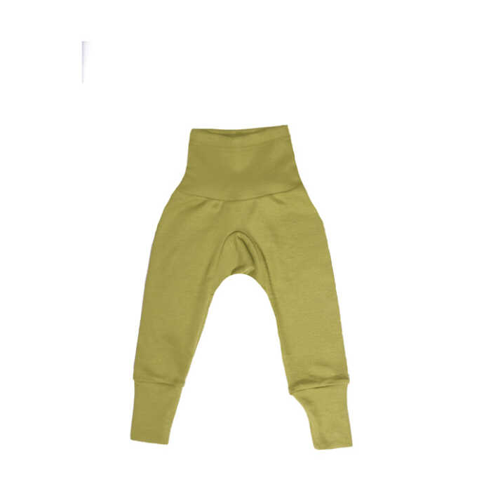 Cosilana Baby-Hose mit BUND 086/092 grün uni 70% Merinoschurwolle / 30% Seide