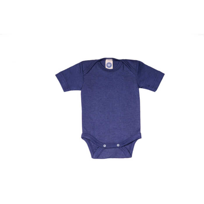 Cosilana Baby-Body 1/4 Arm 050/056 marine uni 70% Merinoschurwolle / 30% Seide