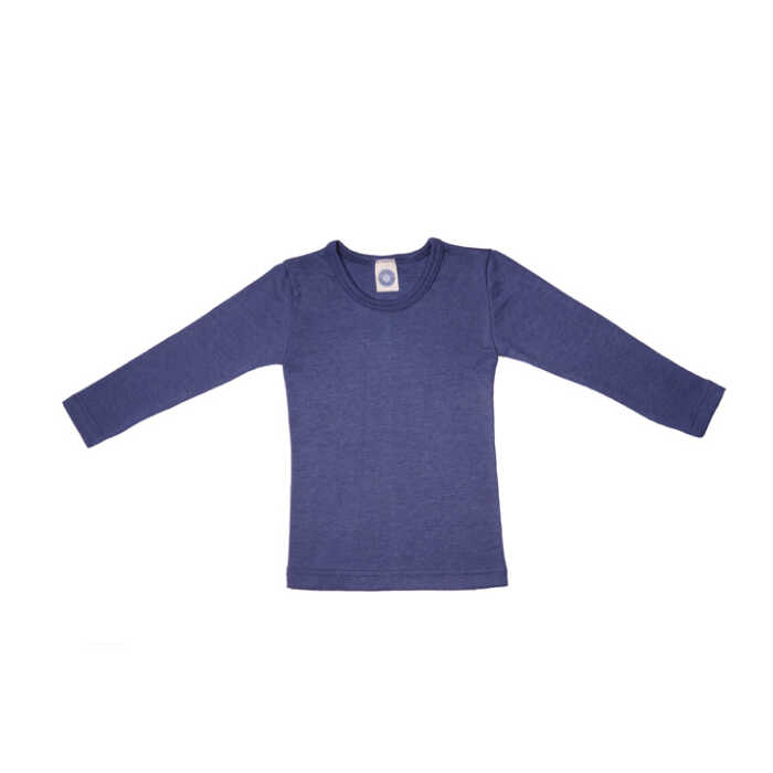 Cosilana Kinder-Unterhemd 1/1 Arm 104 marine uni 70% Merinoschurwolle / 30% Seide