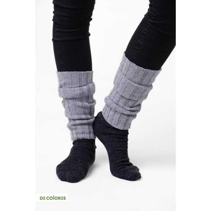 De Colores Beinstulpe Rippstrick 12 grau 40cm, 3re/3li, 100% Baby-Alpaka