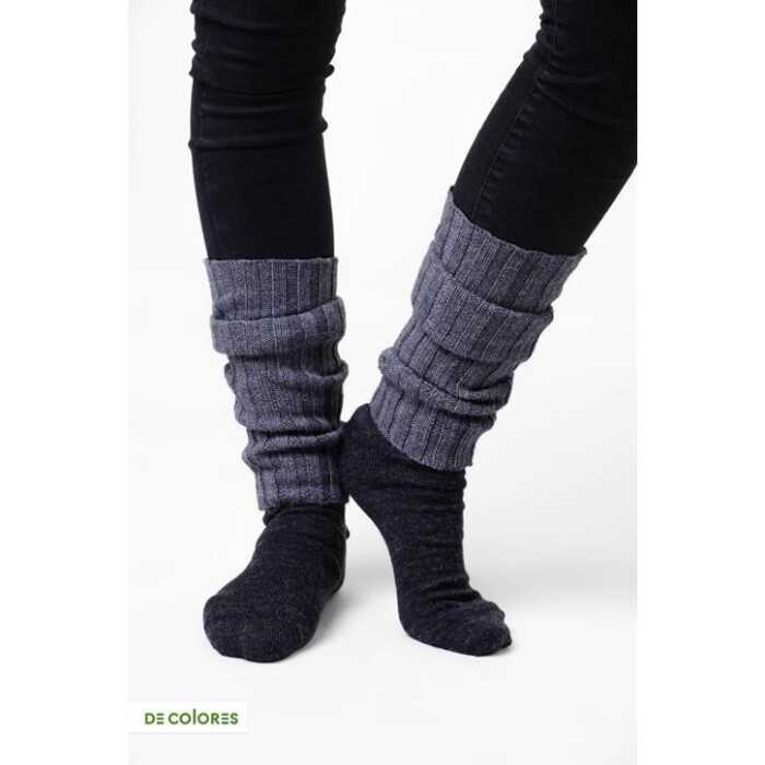 De Colores Beinstulpe Rippstrick 13 dunkelgrau 40cm, 3re/3li, 100% Baby-Alpaka