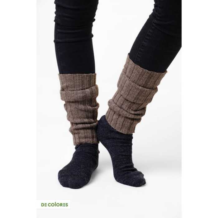 De Colores Beinstulpe Rippstrick 27 braun meliert 40cm, 3re/3li, 100% Baby-Alpaka