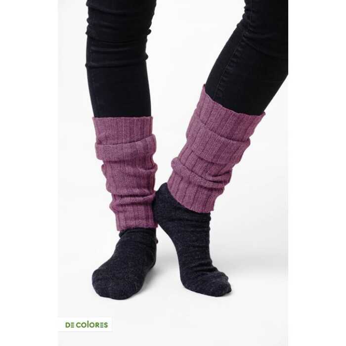 De Colores Beinstulpe Rippstrick 55 erika meliert 40cm, 3re/3li, 100% Baby-Alpaka