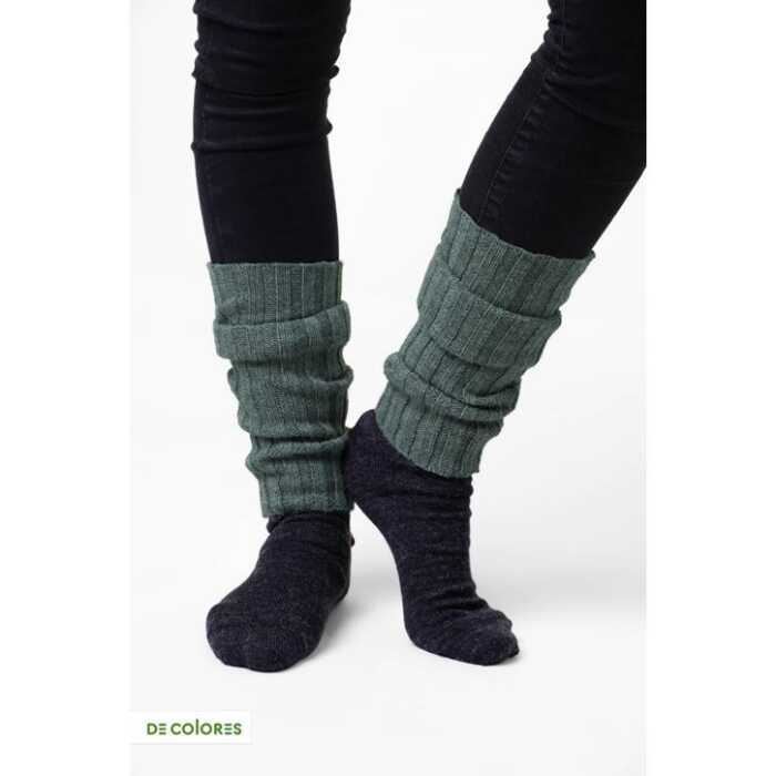 De Colores Beinstulpe Rippstrick 65 graugrün meliert 40cm, 3re/3li, 100% Baby-Alpaka