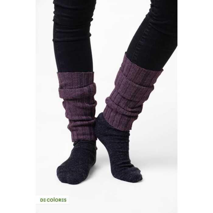 De Colores Beinstulpe Rippstrick 95 aubergine 40cm, 3re/3li, 100% Baby-Alpaka
