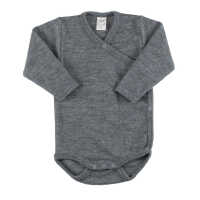 Lilano Wickelbody 62 grau aus Wolle kbT/Seide