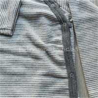 Lilano Shirt langarm mit Knopfleiste hellgrau-ringel 62 aus Wolle kbT/Seide