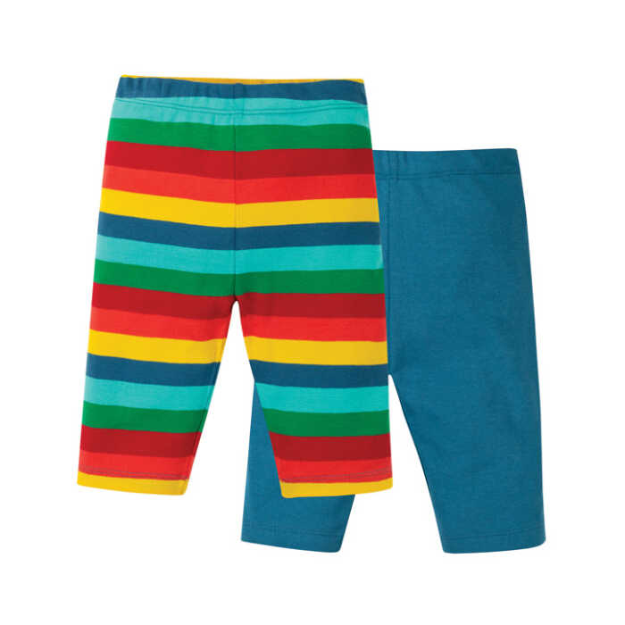 Frugi Laurie Shorts 2 Pack  Steely Blue Multi Stripe 6-7J