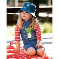 Frugi Little Sunsafe Overall  Steely Blue/Frog 2-3J