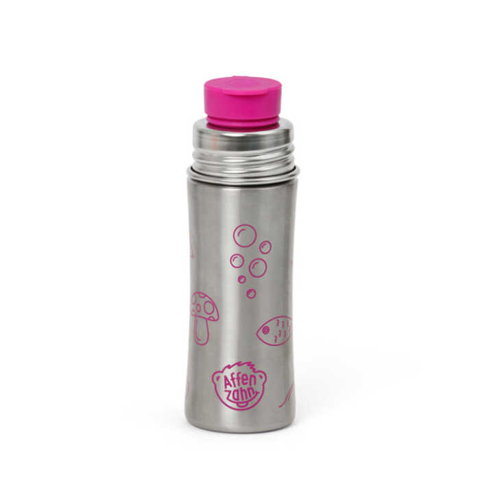 Affenzahn Edelstahl Trinkflasche Silber Pink Eule