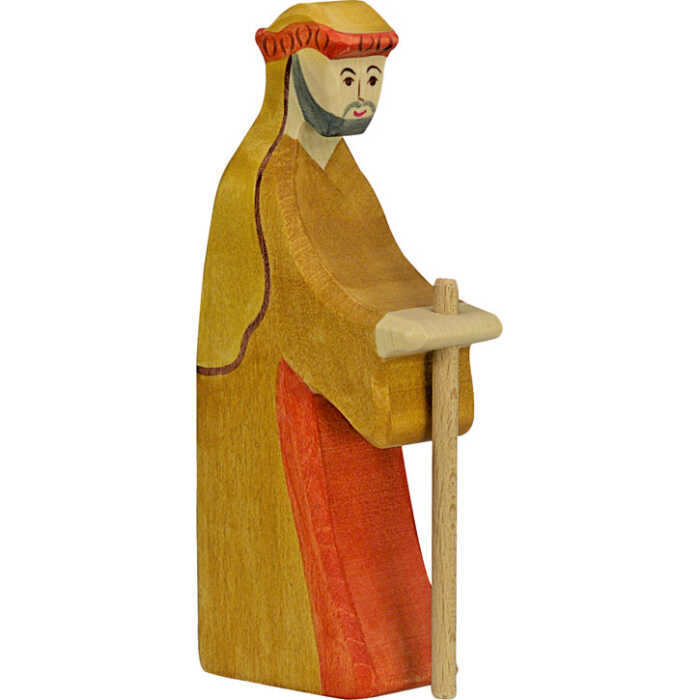 HOLZTIGER Krippenfigur Hirte mit Stab Serie 2 ca.15cm aus Holz