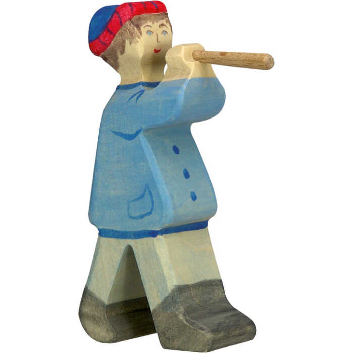 HOLZTIGER Krippenfigur Hirte mit Flöte Serie 2 ca.11cm aus Holz