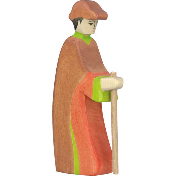 HOLZTIGER Krippenfigur Hirte mit Stab Serie 3 ca.14cm aus Holz