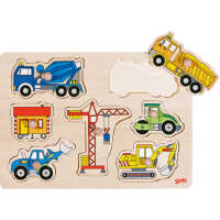 Goki Steckpuzzle Baufahrzeuge 57593 1+ Holz