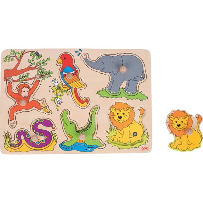 Goki Soundpuzzle Zootiere, mit Tierstimmen 57862 1+ Holz