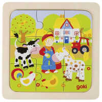 Goki Einlegepuzzle Bauernhof, Dschungel, Meer oder Stadt...
