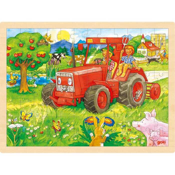 Goki Einlegepuzzle Traktor 57655 3+ Holz
