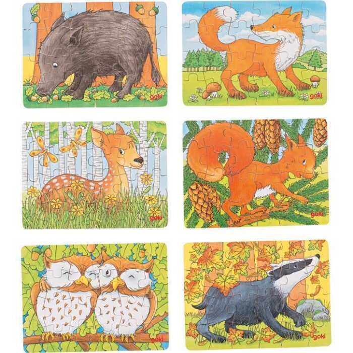 Goki Minipuzzle Waldtiere, 1 Stück 4+ Holz