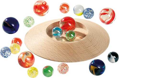 Goki Murmeltellerspiel mit 31 Murmeln 63947 3+ Holz, Glas