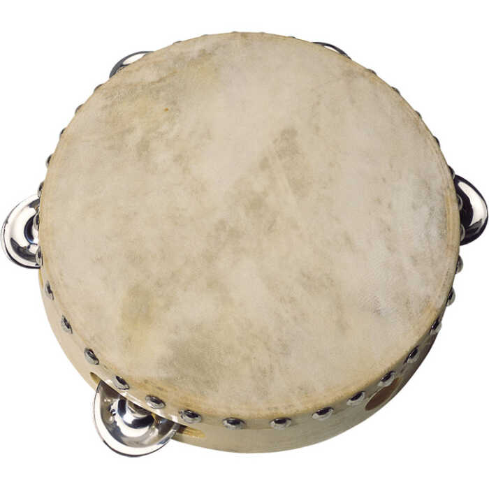Goki Tamburin mit 5 Schellen UC085 3+ Holz, Naturfell, Metall