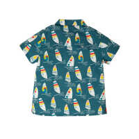 Frugi Harvey Hawaiian Shirt  Steely Blue Ride The Waves