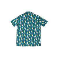 Frugi Grown Ups Hawaiian Shirt  Steely Blue Ride The Waves