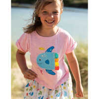 Frugi Sophia Slub T-Shirt  Soft Pink/Fish