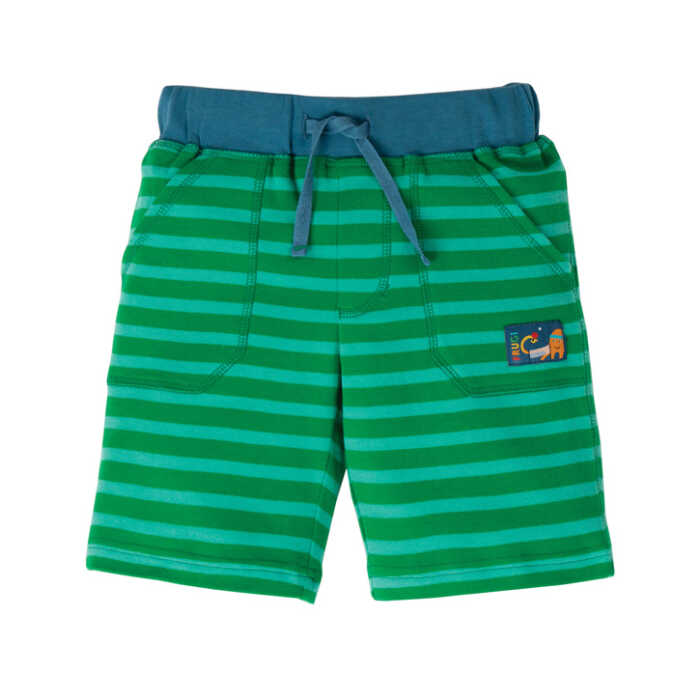 Frugi Stripy Shorts  Ribbit Green Stripe
