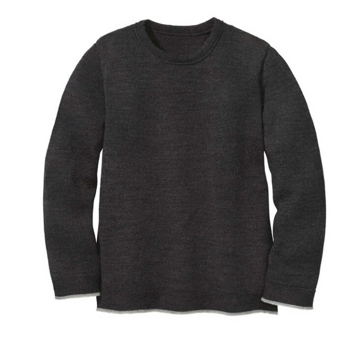 Disana Strick-Pullover 134/140 anthrazit 100% kbT Schurwolle