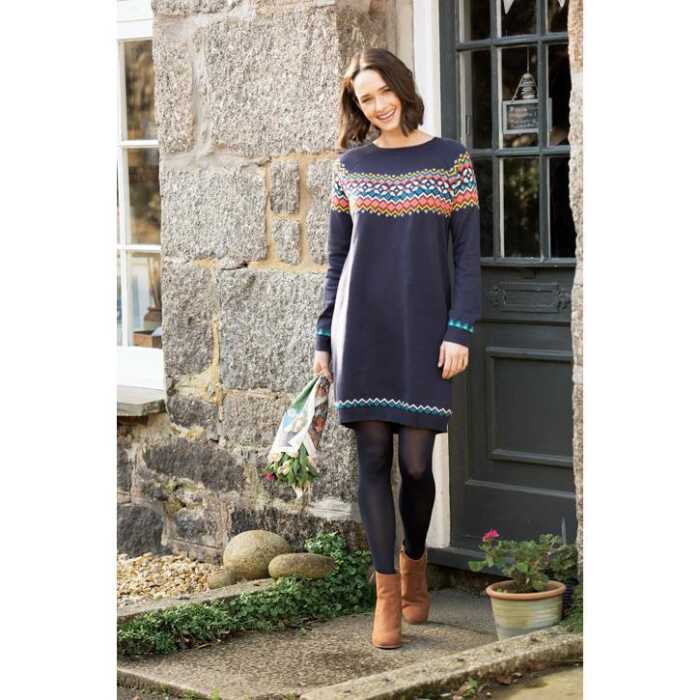 Frugi Katie Strickkleid Indigo Fairisle_AW20