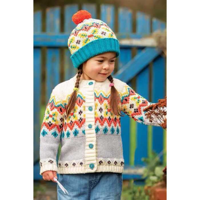 Frugi Grob gestrickte Fairisle-Design-Strickjacke  Tin Roof Fairisle_AW20