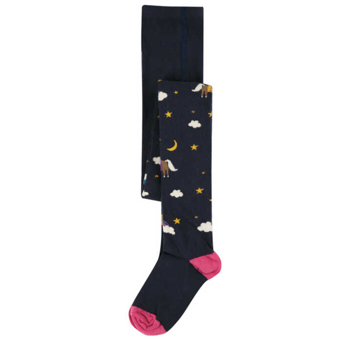 Frugi Strickstrumpfhose  Indigo/Horses_AW20