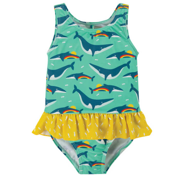 Frugi Badeanzug im Korallendesign Rainbow Whales_AW20