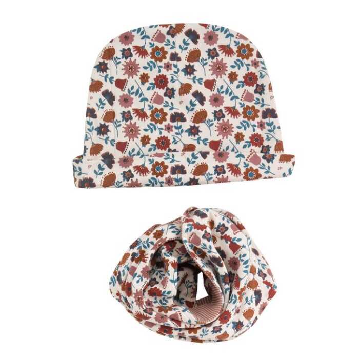 Pigeon Loop/Beanieset 4-8J ditsy 100% Bio-Baumwolle, GOTS-zertifiziert
