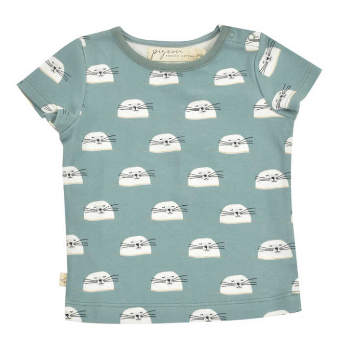 Pigeon Kurzarm Shirt Robbe grün 100% Bio-Baumwolle