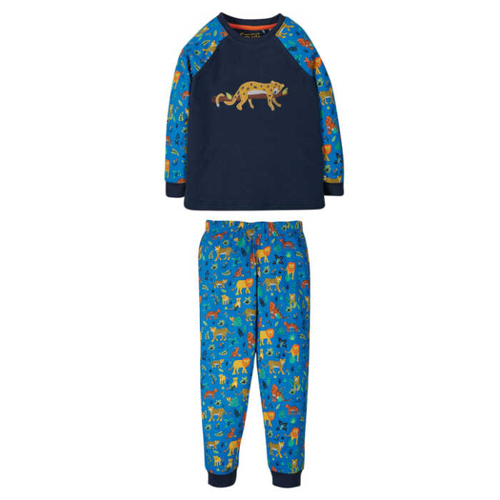 Frugi Jamie Jim Jams Schlafanzug Indigo/Leopard