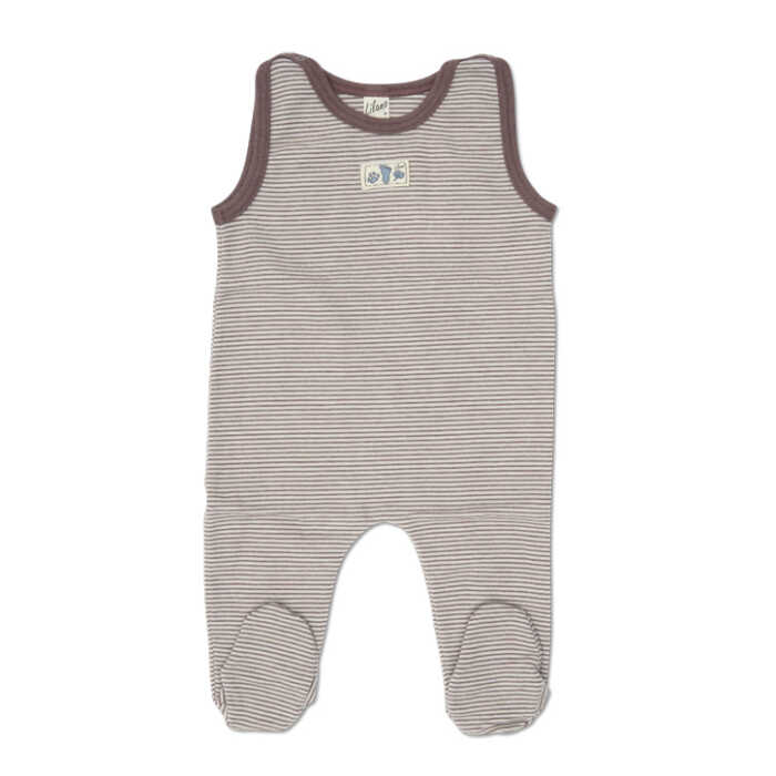Lilano Strampler mauve-Ringel 50 Wolle kbT/Seide