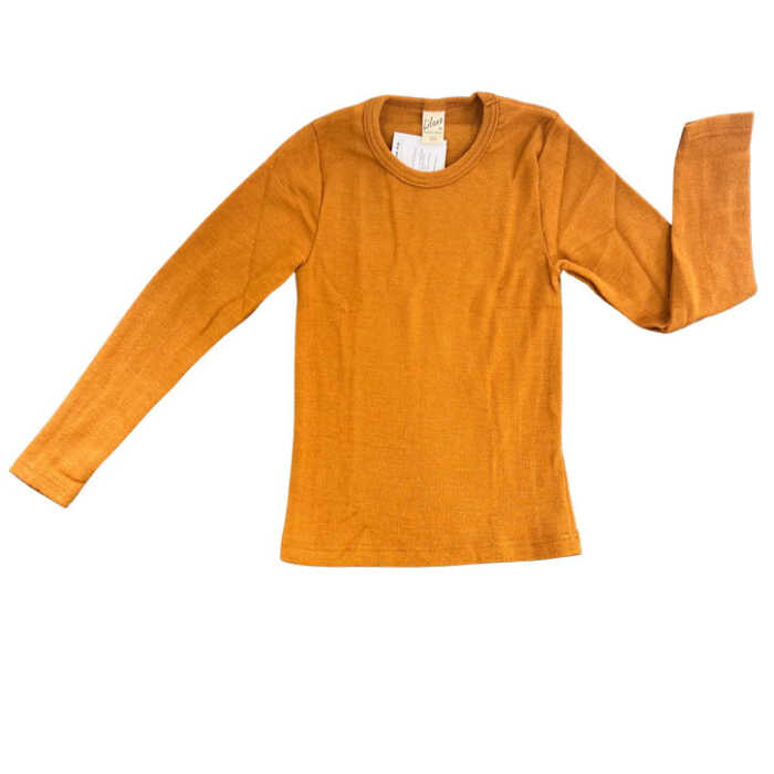 Lilano Kinder Unterhemd langarm 104 curry aus Wolle kbT/Seide