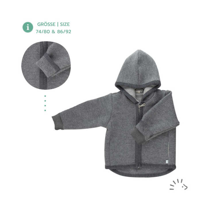 Iobio Jacke Style MILO 122/128 Anthrazit Wollwalk