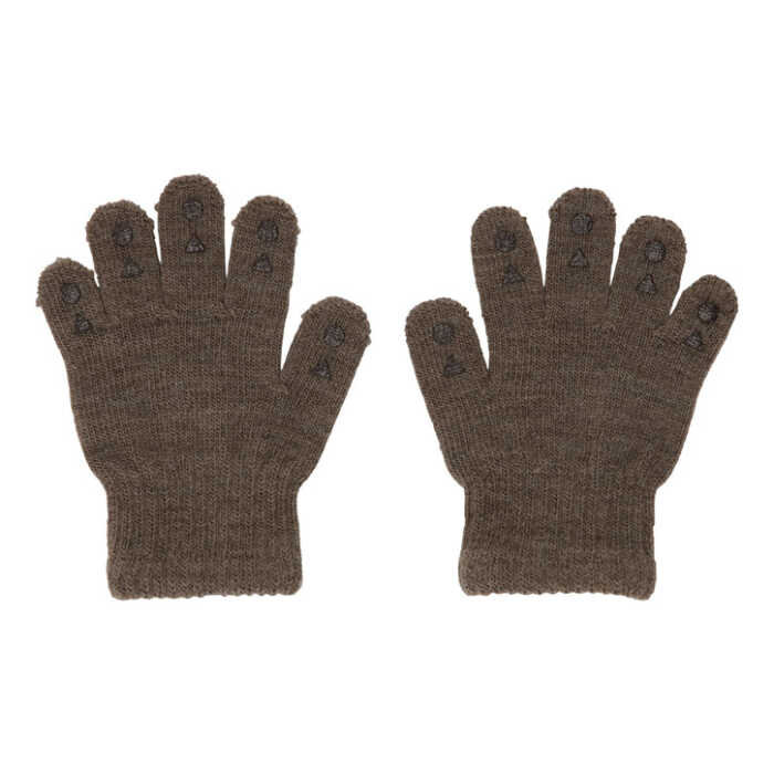 GoBabyGo 2-3y Brown Melange Handschuhe mit Grip aus Wolle