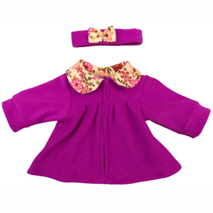 Emil Schwenk Fleece-Mantel + Stirnband, Gr. 32 für Puppen