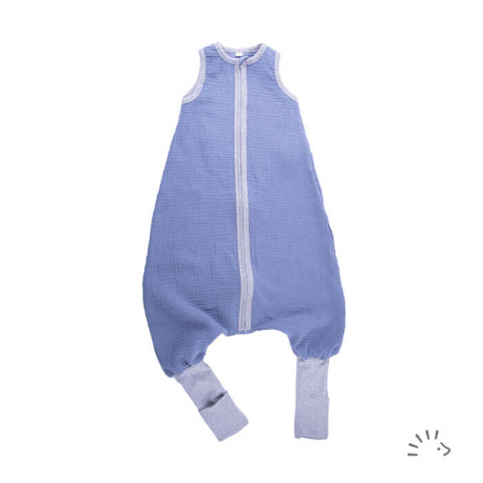 Iobio Penguin Schlafsack mit Beinen graublau 74/80 Musselin GOTS