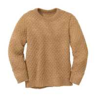 Disana Aran-Pullover 110/116 Karamell aus Schurwolle kbT