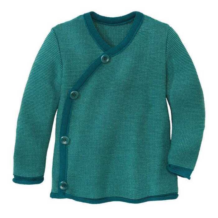 Disana Melange-Jacke 74/80 Pacific-Mint aus Schurwolle kbT