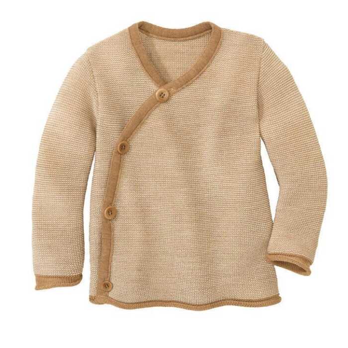Disana Melange-Jacke 62/68 Karamell-Natur aus Schurwolle kbT