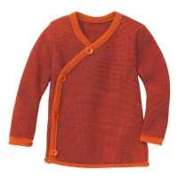 Disana Melange-Jacke 74/80 Orange-Cassis aus Schurwolle kbT