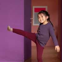 Disana Strick-Leggings 110/116 Cassis aus Schurwolle kbT