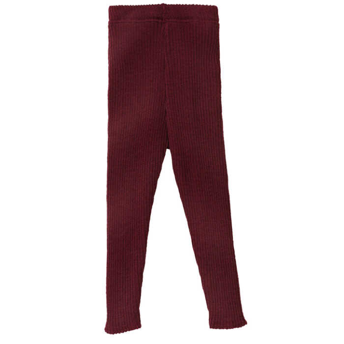 Disana Strick-Leggings 122/128 Cassis aus Schurwolle kbT